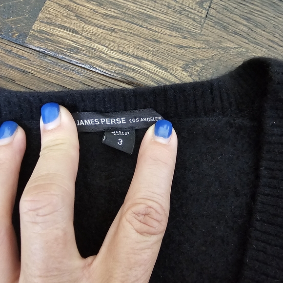 JAMES PERSE CASHMERE V-NECK BLACK SWEATER SIZE 3 WOMENS - Picture 3 of 8